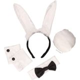 3x stuks bunny Playboy verkleed setje voor dames