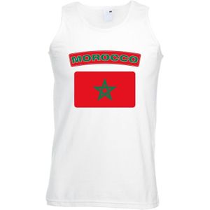Marokko singlet shirt/ tanktop met Marokaanse vlag wit heren