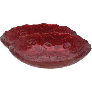 Tafeldecoratie Schalen/Fruitschalen - D30 cm - Rood - Glas - 2x Stuks