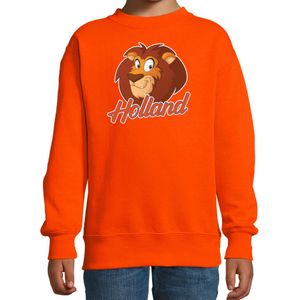 Oranje fan sweater voor kinderen - Holland met cartoon leeuw - Nederland supporter - Koningsdag / EK / WK trui / outfit