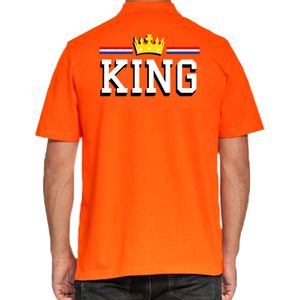 Grote maten Koningsdag polo shirt King - oranje - heren - Koningsdag outfit / kleding