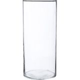Atmosphera Bloemenvaas - cilinder vorm - transparant - glas - 13 x 30 cm