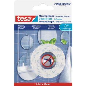 3x Tesa dubbelzijdig spiegel montagetape op rol voor tegels en metaal 1,5 meter - Klusmateriaal - Huishoudartikelen - Tesa Powerbond - Waterproof - Montagetape - Dubbelzijdig tape