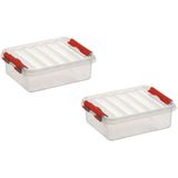 5x stuks sunware Q-Line opbergboxen/opbergdozen 1 liter 20 x 15 x 6 cm kunststof - Platte opslagboxen