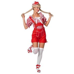 Rode Oktoberfest lederhose voor dames - tiroler kleding