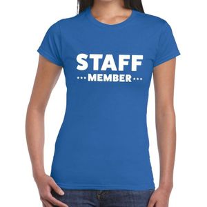 Staff member tekst t-shirt blauw dames - evenementen personeel / crew shirt