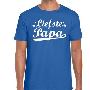 Liefste papa cadeau t-shirt blauw heren - kado shirt voor vaders