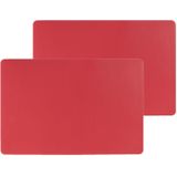Set van 12x stuks placemats PU-leer/ leer look rood 45 x 30 cm - Tafel onderleggers