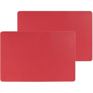 Set van 12x stuks placemats PU-leer/ leer look rood 45 x 30 cm - Tafel onderleggers