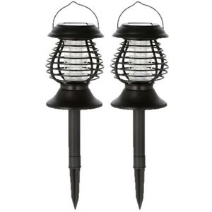 Set van 4x stuks solar tuinlampen/prikspots anti-muggenlampen op zonne-energie 43 cm - Prikspots tuinverlichting / insectenlampen