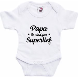 Papa superlief tekst baby rompertje wit jongens en meisjes - Kraamcadeau/ Vaderdag cadeau - Babykleding