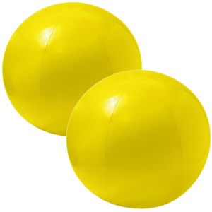 2x stuks opblaasbare strandballen extra groot plastic geel 40 cm - Strand buiten zwembad speelgoed