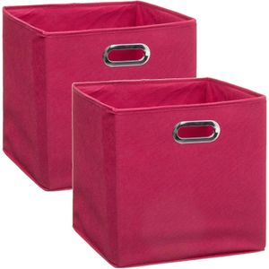 Set van 4x stuks opbergmand/kastmand 29 liter framboos roze linnen 31 x 31 x 31 cm - Opbergboxen - Vakkenkast manden