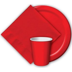 40x Rode papieren feest bekertjes 256 ml - Wegwerpbekertjes rood van papier - themafeest tafeldecoratie