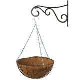 Hanging basket 35 cm met metalen muurhaak en kokos inlegvel - Complete hangmand set van gietmetaal