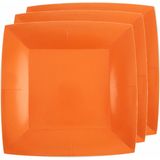 Santex feest diner bordjes - 30x stuks - papier/karton vierkant - oranje - 23cm