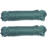 AMIG paracord touw - 2x - 15 meter - D5mm - 110kg - PE/PVC - groen