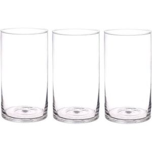 3x Rechte cilinder vazen glas 30 cm - Glazen bloemenvazen