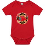 Brandweer logo verkleed baby rompertje rood jongens en meisjes - Kraamcadeau - Brandweer babykleding