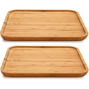 2x stuks bamboe houten broodplanken/serveerplanken vierkant 30 cm - Dienbladen van hout