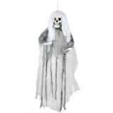 Horror hangdecoratie spook/geest pop wit 80 cm - Halloween decoratie poppen