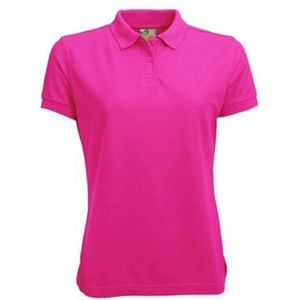 Lemon &amp; Soda Dames basic poloshirt - fuchsia roze - korte mouw - getailleerd - katoen