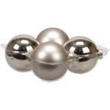 4x stuks kerstversiering kerstballen licht champagne (autumn blonde) van glas - 10 cm - mat/glans - Kerstboomversiering