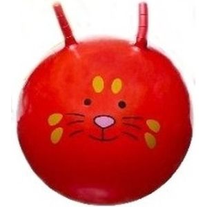 Skippybal met dieren gezicht rood 46 cm