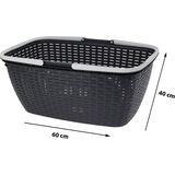 Excellent Houseware Wasmand - 2x - antraciet grijs - 35L - kunststof - 60 x 40 x 25 cm