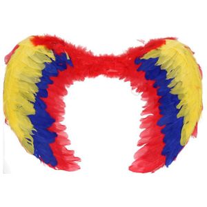 Gekleurde veren vleugels 60 cm - Carnaval/verkleedaccessoires - Regenboog veren engelen vleugels
