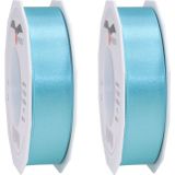 3x Luxe Hobby/decoratie turquoise satijnen sierlinten 2,5 cm/25 mm x 25 meter- Luxe kwaliteit - Cadeaulint satijnlint/ribbon