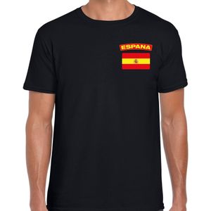 Espana t-shirt met vlag zwart op borst voor heren - Spanje landen shirt - supporter kleding