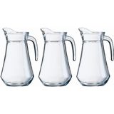 3x Schenkkan 1,6 liter 24 cm - Sapkannen/waterkannen/schenkkannen/limonadekannen van glas 3 stuks