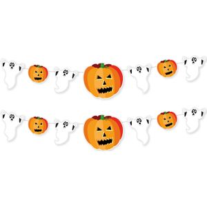 Set van 2x stuks halloween/horror thema spoken/pompoenen slinger 1,6 meter brandvertragend papier