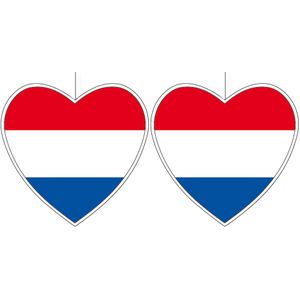3x stuks hangdecoratie hart Nederland 14 cm - Nederlandse vlag EK/WK landen versiering