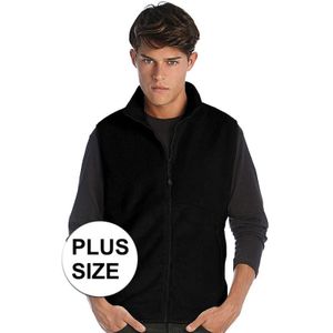 Grote maten fleece casual bodywarmer zwart voor heren - Plus size outdoorkleding wandelen/zeilen - Mouwloze vesten