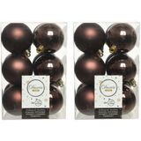 36x Donkerbruine kunststof kerstballen 6 cm - Mat/glans - Onbreekbare plastic kerstballen - Kerstboomversiering donkerbruin