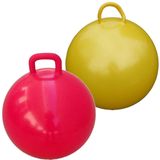 2x stuks skippyballen voor kinderen geel en rood 60 cm - Zomer buiten speelgoed