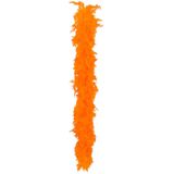 Boland Carnaval verkleed boa met veren - 2x - oranje - 180 cm - 50 gram - Glitter and Glamour