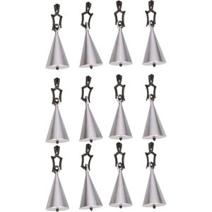 12x Tafelkleedgewichtjes zilveren vormen 5 cm - Tuin tafelzeil/tafelkleed gewichtjes kegels en kogels - Tafelkleedverzwaarders - Tafelkleen op zijn plaats houden