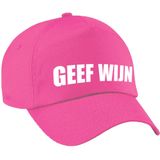 Geef wijn fun pet roze voor dames en heren - geef wijn baseball cap - carnaval fun accessoire