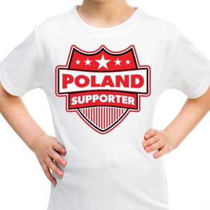 Poland supporter schild t-shirt wit voor kinderen - Polen landen shirt / kleding - EK / WK / Olympische spelen outfit
