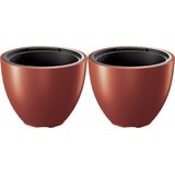 Prosperplast Plantenpot/bloempot Sevilla - 2x - buiten/binnen - kunststof - koper - D39 x H30 cm - met binnenpot