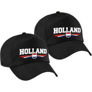 4x stuks Nederland / Holland landen pet zwart volwassenen - Nederland / Holland baseball cap - EK / WK / Olympische spelen outfit