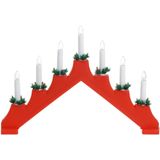 Set van 2x stuks rode kaarsenbrug met 7 lampjes 41 x 30 cm - Kerst verlichting - Vensterbank decoratie