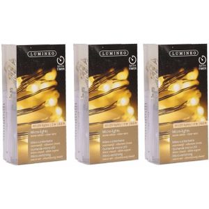 6x Timer draadverlichting zilver 40 warm witte lampjes -195 cm - Microverlichting LED lichtsnoer 6 stuks