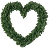 Set van 2x stuks kerstversiering kerstkrans hart groen 50 cm
