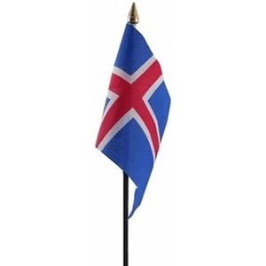 IJsland mini vlaggetje op stok 10 x 15 cm
