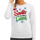 Foute kersttrui / sweater  Santa I have been good grijs voor dames - kerstkleding / christmas outfit