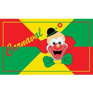 3x Carnaval feest vlaggen met clown 90 x 150 cm - Carnaval thema decoratie vlag 3 stuks
